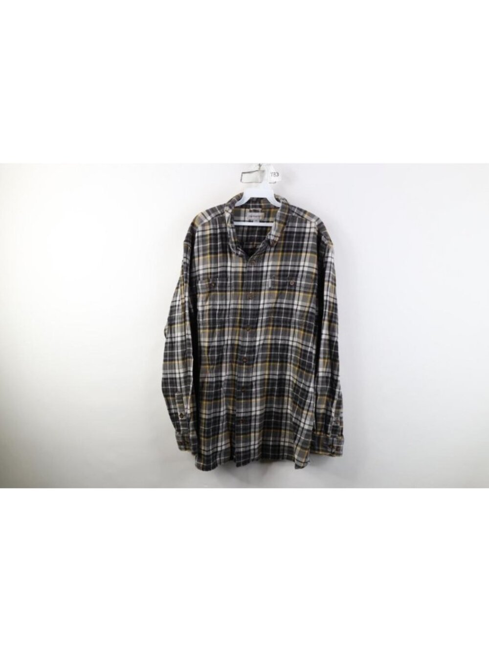 Vintage Carhartt Mens 2XL Relaxed Fit Flannel Collared Button Down Shirt Plaid